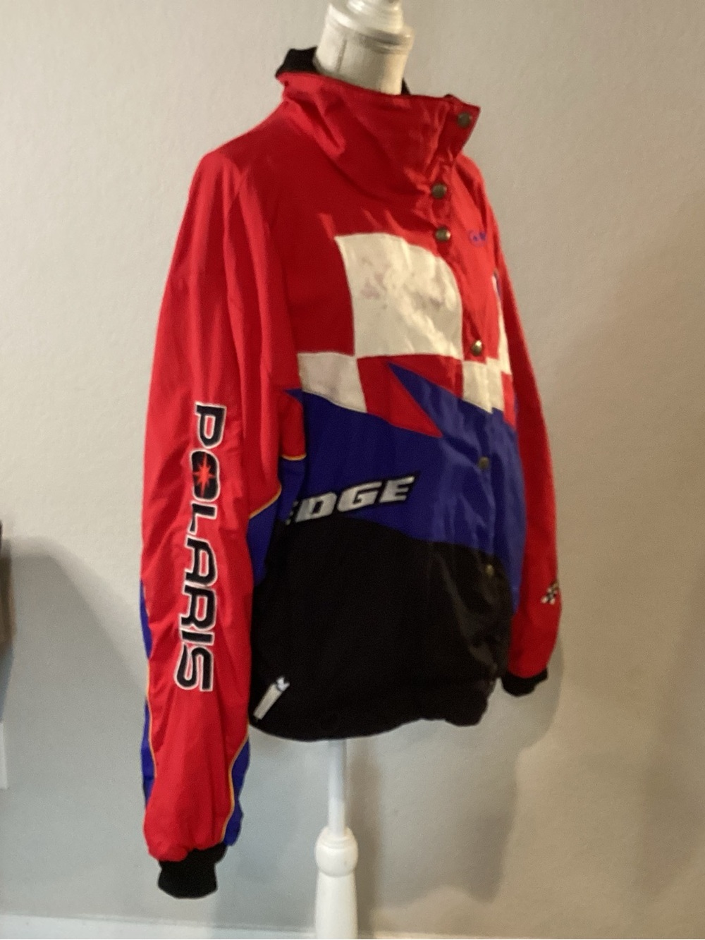 Vintage 90s Polaris Red Blue Black Racing Jacket with Graphic Panels